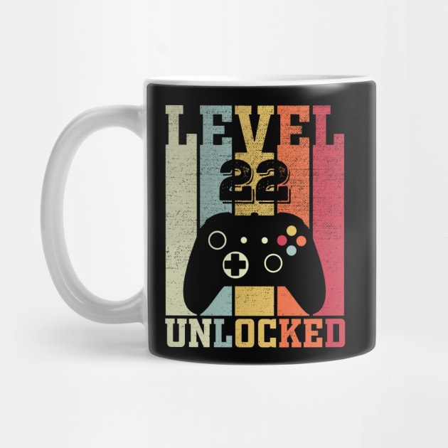 Level 22 Unlocked Funny Video Gamer 22nd Birthday Gift by DragonTees